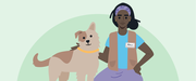 Amina Community Health Worker with dog Balto