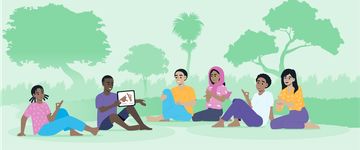 A group of young people using sign language IoGT