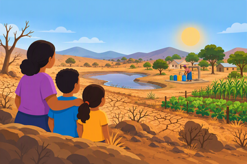 A drought-affected community at the transition point between impact and recovery.